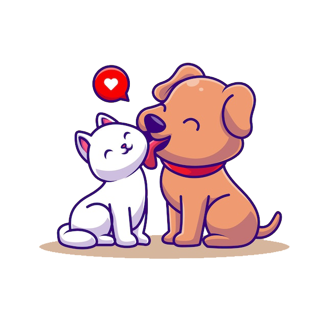 Dog and Cat licking each other
